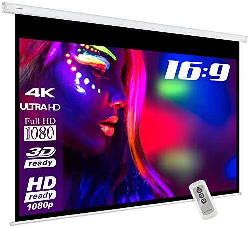 ESMART Economy EXM Motor-Leinwand 217 cm Bild 180 x 101 cm (81) | Format 16:9 | Fernbedienung | Heimkino elektrische Beamer Projektionsleinwand Motor Leinwand LCD