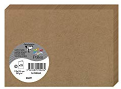 Carte pliée Pollen 110x155, 210 g/m², Kraft naturel, en paquet cellophané de 25