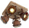 QAZQA - Industrie I Vintage I IndustrieSpot I Spotlight I Deckenspot I Deckenstrahler I Strahler I Lampe I Leuchte rostbraun mit Holz kippbar 4-flammig Spotbalken-Licht - Gina I Wohnzimmer I Schlafzim