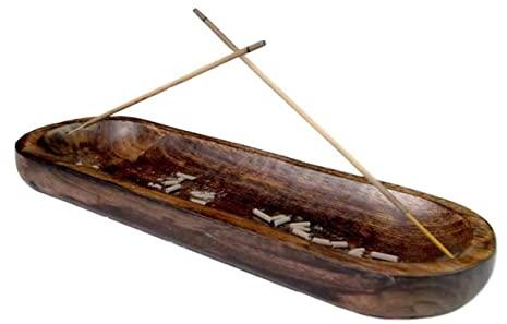 raajsee wunderschöner, handgefertigter Räucherstäbchenhalter aus Holz im Wannenstil, Ascheauffangbehälter für Zuhause, Zubehör, Meditation & Yoga, tolles Geschenk für jeden Anlass, 30,5 x 10,2 cm