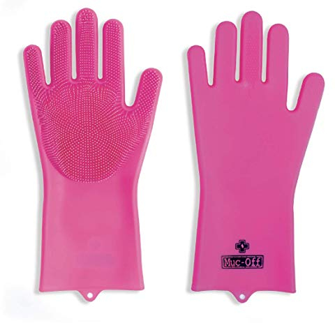 Muc-Off Deep Scrubber Handschuhe, Groß - Wiederverwendbare, Wasserdichte Silikon Handschuhe – Waschhandschuhe für Auto, Fahrrad und Motorrad - Hitzebeständig und BPA-frei, Rosa