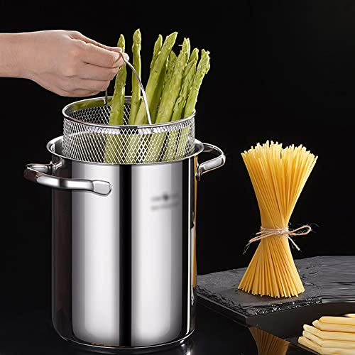MNSSRN Stainless Steel Asparagus Pot, Large-Capacity Oil-Saving Pasta Soup Pot Deep Stew Pot, Suitable for Home Kitchen Gas Stove