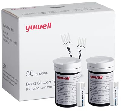 yuwell Blood Glucose Test Strips and Lancets x 50pcs (Diabets Test Strips for yuwell Blood Glucose Meter 660 Only)