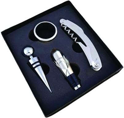 PARENCE - Coffret Vin 4 accessoires en Acier Inoxydable - Tire bouchon