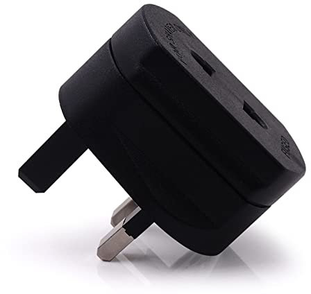 WEMAK EU to UK Plug Adapter | 2 Pin to 3 Pin Adapter Plug UK | Electric Shaver & Toothbrush Compatible | European to UK Plug Adapter | Travel Plug Adapter | Reliable Converter to UK Plug (Black)