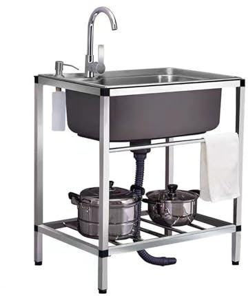 Evier Utilitaire Acier Inox Pour L'extérieur Évier De Restaurant Commercial Professionnel Extérieur Évier De Jardin Support Renforcé Pour Buanderie/le Jardin/garage ( Color : Single cold , Size : 53x3