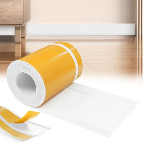 YushengTai Rodapies Blanco Autoadhesivo, Rodapie PVC 80mm x 20 mm x 3m Zocalo Cocina, Flexible Rodapie Rodapies Cocina y Baño (Blanco)