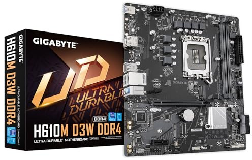 GIGABYTE H610M D3W DDR4 Mainboard - Unterstützt 14. Gen. Intel Core CPUs, 5+1+1 Phasen VRM, bis zu 3200 MHz DDR4, 1xPCIe 3.0 M.2, 1 GbE LAN, USB 3.2 Gen 1
