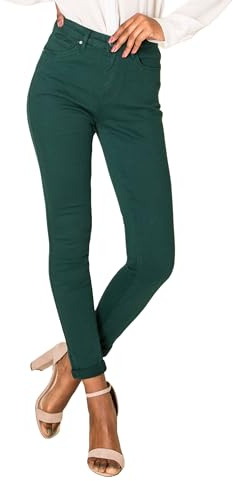 Nina Carter P109 Jean coupe skinny pour femme, taille haute, slim, moulant, stretch, Vert sapin (P056-9), XL
