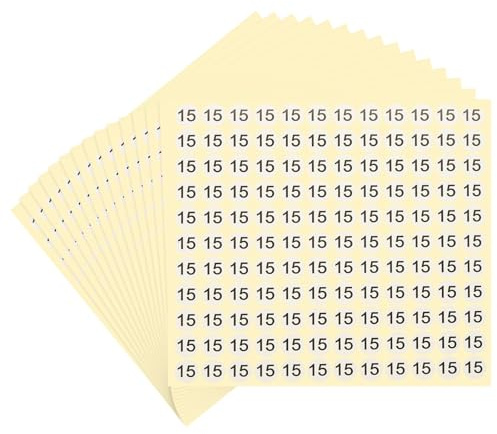PATIKIL 15 ark nummer klistermärken nummer 15 runt klistermärke 0,5 tum självhäftande liten etikett för förvaring av lager (totalt 1980 st)