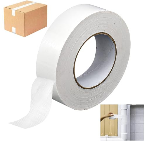 Huucozn Nastro Telato 36MMx50M Nastro Adesivo Telato Nastro Adesivo in Tessuto Impermeabile Nastr o Adesiv o a Tenuta Extraforte, Strappabile a Mano, per Riparazione Fissaggio Etichettatura, Bianco