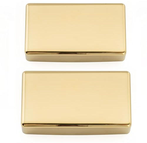 Musiclily Pro No-Hole Sealed Nickel Silver Alloy Humbucker Pickup Covers for Electric Guitar, Gold (Set of 2)