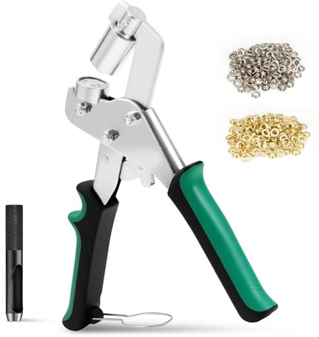JF HOME BLISS Eyelet Punch Kit with 300pcs Metal Grommet Eyelets 10mm Grommet Hole Punch Plier for DIY Tarpaulin Ring Repair and Installation