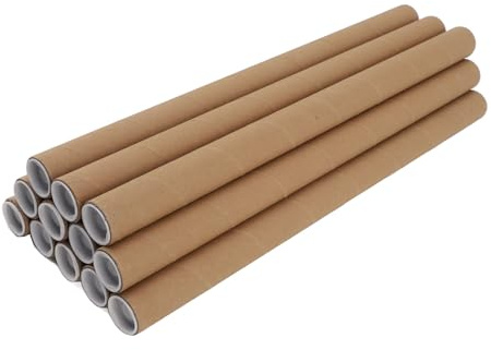 aqxreight 12 Piezas de Tubos Redondos para Pósteres Kraft con Tapas de Plástico para Almacenamiento Seguro de Documentos y Tubos de Envío para Obras de Arte Pósteres Planos y Gráficos Construcción