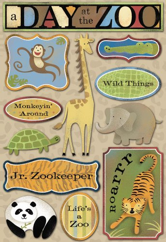 Karen Foster Design Acid and Lignin Free Scrapbooking Sticker Sheet, Day at The Zoo