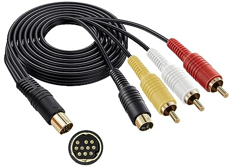 Mcbazel Guldpläterad S-AV videoljud komposit TV-adapterkabel för Sega Saturn