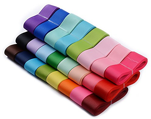48m Cintas Decorativas Grosgrain Ribbon Manualidades Lazos Decoración Embalaje Regalo Cajas Flores Costura Boda Navidad Fiestas Cumpleaños, 24 Colores, Ancho 25mm