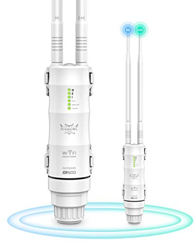 FLASHOWL Wi-Fi Range Extender Outdoor-Repeater Verstärker AC600 Wireless Signal Enhancer Dualband 2,4 G 5 GHz Antennen 600 Mbps Wasserdichter WiFi-Booster für Außenbereich