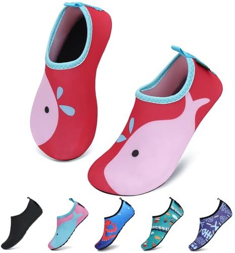 SAGUARO Escarpines Niño Niña Zapatillas para Agua Zapatos de Río Playa Calzado Deportes Acuáticos para Piscina Buceo Surf Natación Nadar Mares Vela Rocas, Rojo, 24/25 EU