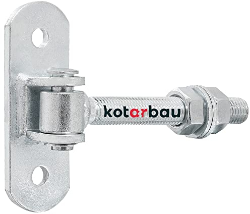 KOTARBAU® Charnière de porte galvanisée Filetage M 16 mm Réglable avec plaque de fixation Charnière de portail réglable avec pince à ressort Charnières suspendues