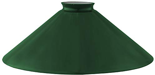 Paralume verde Ø 250 mm con bordo colletto, altezza 90 mm, vetro di ricambio rotondo in vetro opale per E27