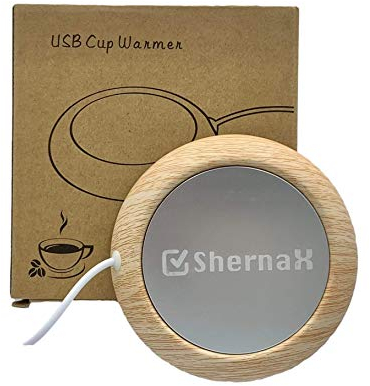 SHERNAX Riscaldatore per caffè. Scaldatazze USB portatile Scaldatazze portatile per bevande con temperatura fino a 80℃ Riscalda tazze da tè, tazze da caffè, tazze da latte (legno chiaro)