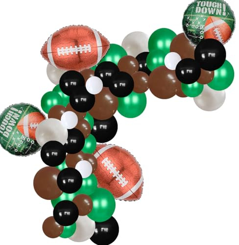 137 PCS Football Balloons Arch Garland Kit Football Balloons Football Foil Mylar Balloons for Kids Boys Teenager Mens Sport Theme Birthday Party Decoration (Black, Green, Brown)