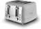 Tower, T20081GRY, Ash 4-Slice Toaster with Dual Controls,Defrost/Reheat/Cancel, 1850W, Grey & Chrome