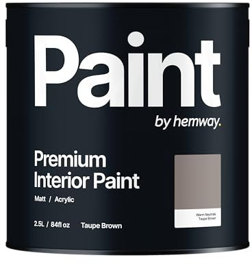 Hemway - Premium Interior Paint - Taupe Brown 2.5 L | Indoor Matt Finish, Acrylic & Water-Based Emulsion | Quick Dry & High Coverage for the Kitchen, Bathroom & Bedroom