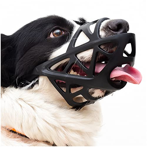 NALEINING Bozal para perro, bozales de cesta de plástico suave para perro, suave y cómodo, antimordeduras y antiladridos, permite beber y jadear, negro (grande)