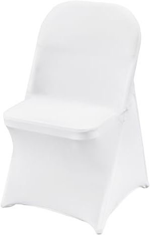 VEVOR Fundas para Sillas Plegables de Elastano Elástico, Fundas para Sillas Universales, Fundas Protectoras Lavables Extraíbles para Bodas, Banquetes, Fiestas 400 x 420 x 770 mm(100 Piezas Blanco)