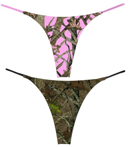 Pink Camo and Traditional Hunting Thong Women's (Pack Of 2) Large