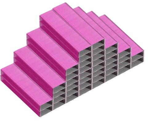 PATIKIL 26/6 Agrafes Standard, 10 Paquets 10000pcs 1/4 Longueur de Jambe Agrafes à Pointe Plate sans Blocage pour Agrafeuse de Bureau Fournitures de Bureau à Domicile, Rouge Rose
