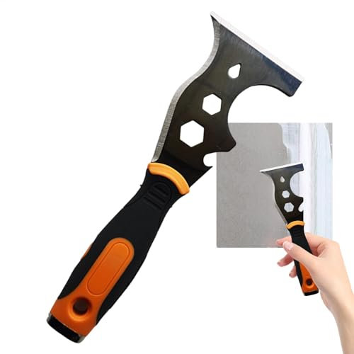 Acunny Rascador de pegamento, raspador de pintura 16 en 1 de acero inoxidable, herramienta de espátula multifuncional, removedor de bordes de color para eliminar rápidamente pintura y papel pintado