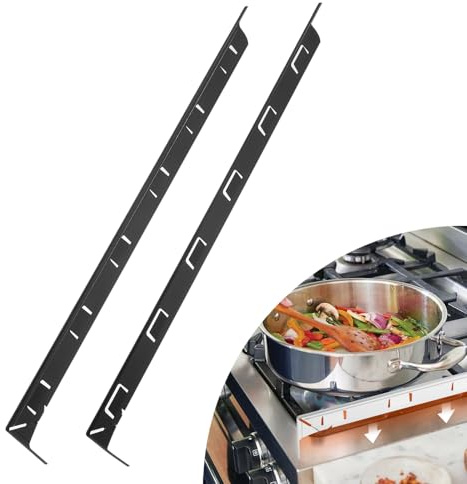 sourcing map 2 Packs Stove Gap Covers, Aluminum Stove Gap Filler Range Trim Kit, Heat Resistant and Easy to Clean Stove Guard 23.6Inch Length for Kitchen Countertop (0.2Inch, Black)