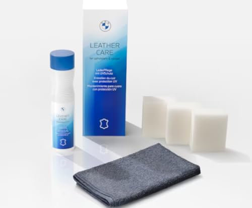 BMW Set de cuidado para cuero con protección UV, 250 ml, limpia y cuida el cuero liso + ficha de la compra