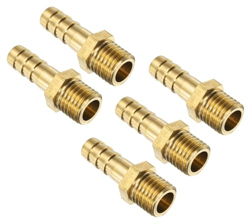 Kvartsman 5 stycken M12-1,5 ID 8 mm slangkontakt mässing, trädgårdsslang bensinslang till Barb lämplig slang gänguttag rörarmatur adapter kontakt för vatten bränsle luft