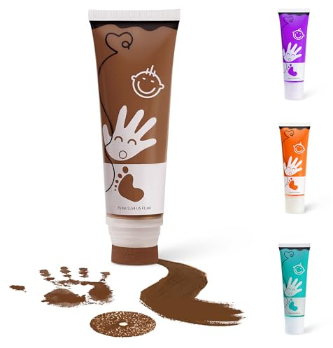 TOGOU2S Huellas Bebe Recien Nacido Con Esponja, No Tóxico y Lavable, Kit Huella Perro Ideal Para Huellas de Manos y Pies de Bebés, Recuerdos Familiares, Decoracion Navidad, Marrón