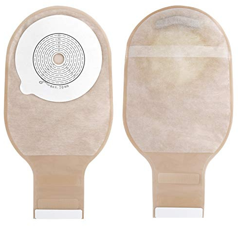 One Piece Ostomy Colostomy Bags, Ostomy Supplies, Drainable Ostomy Pouch for Ileostomy Stoma Care, Cut to Fit(20-70mm), Box of 10