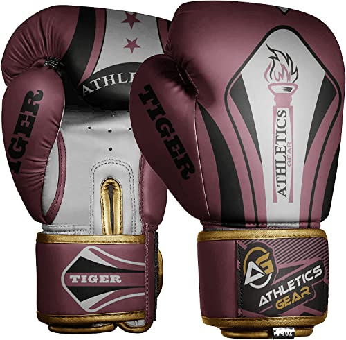Boxhandschuhe von Athletics Gear – 170 g bis 473 g Maya-Leder perfektes Design und Passform mit Verschlusssystem für MMA Sparring, Kampfsport, Kickboxen und Boxen (Pink, 10 oz)