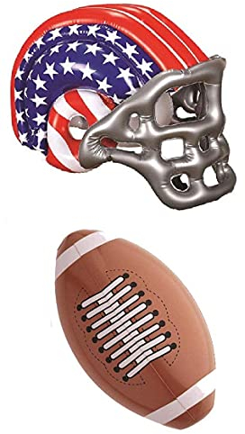 Mega_JumbleSale® Aufblasbarer American Helm, Football, USA Rugby Blow Up Kostüm Set