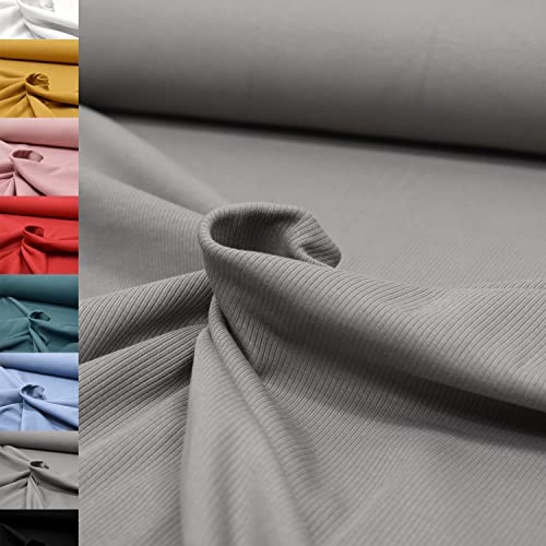 MAGAM-Stoffe Matteo Rippen Jersey Mode Stoff Meterware 50cm (15. Grau)