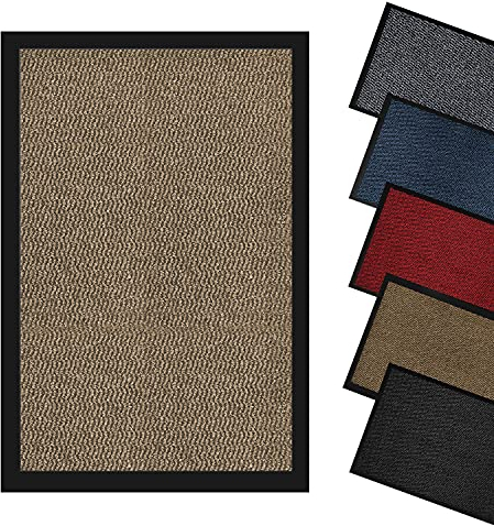 Domats - Dirt Trapper Door Mat for Indoor & Outdoor - Non Slip Mat with Rubber Backed - Washable Rug Mats for Floor & Carpet - Entrance Doormat for Home, Kitchen, Office & Garden (40 x 60 cm || Beige)