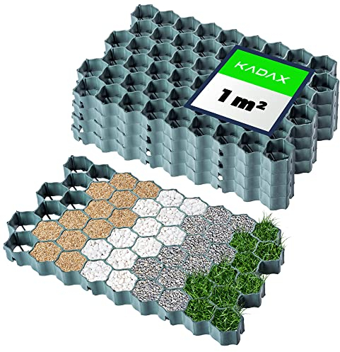 KADAX Dalles Stabilisatrices en Polyéthylène 60 x 40 cm, Stabilisateurs de Gravier, Dalles à Engazonner pour Jardins, Grilles de Gazon (Vert, Lot de 4)