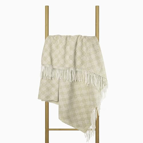 Nostra Andora Merino Wool & Cashmere Blanket – Plaid Morbido, Traspirante e Leggero Elegante per Divano, Letto e Uso Esterno, Design Termoregolante con Frange – Prodotto in Europa