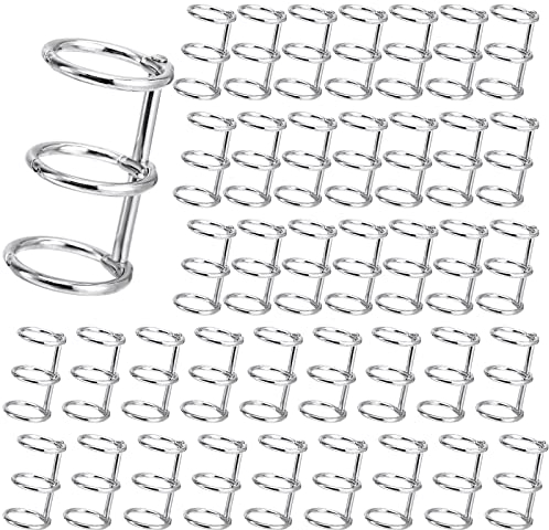Hiceeden 40 Stück Binder Ringe, 3 Ring Buch Ring, Silberfarbene Metall-Ringbücher für Karteikarten, Restaurant-Menü, Fotoalbum, 20 mm