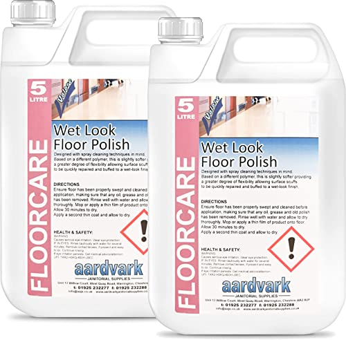 10L Wet Look Floor Polish - Repair Surface Scuffs and Marks - High Solids, Dry-Bright Metallised Emulsion