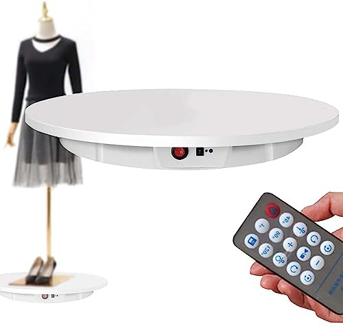 DPDZSW Base Girevole Elettrica con Telecomando, Piatto Girevole Rotante Elettrico 60cm, Piattaforma Girevole Automatica per Immagini A 360 ° e Visualizzazione del Prodotto,White