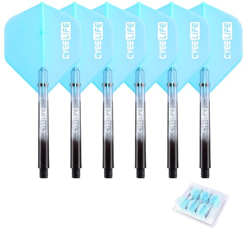 CyeeLife Dart Flight & PC Schäfte Set mit 12 stück O Ringe aus Metall,Dart zubehör,6er-Set (48mm) (Blau, 41mm)