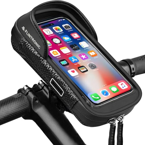 flintronic Bike Phone Holder Waterproof, Bike Phone Mount 360° Rotation, Cycling Handlebar Bag with Touchscreen, Bicycle Phone Cycling Bag for iPhone Samsung Smart Phone up to 6.7'', 23*21*3.5cm